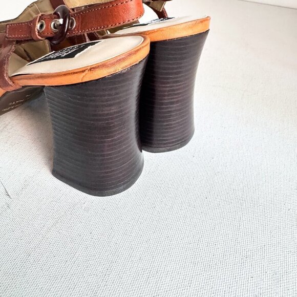 Vintage y2k REAL Shoes Square Toe Block Heel Leather Slingbacks 7 - Picture 8 of 12